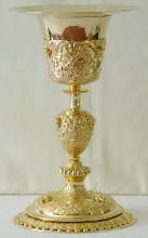 Antique solid silver gilt French Passion Chalice